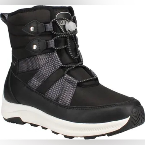 New Khombu Alessia Boot US Ski Team Black Lace Up Warm Winter Sz 10 - Picture 1 of 13